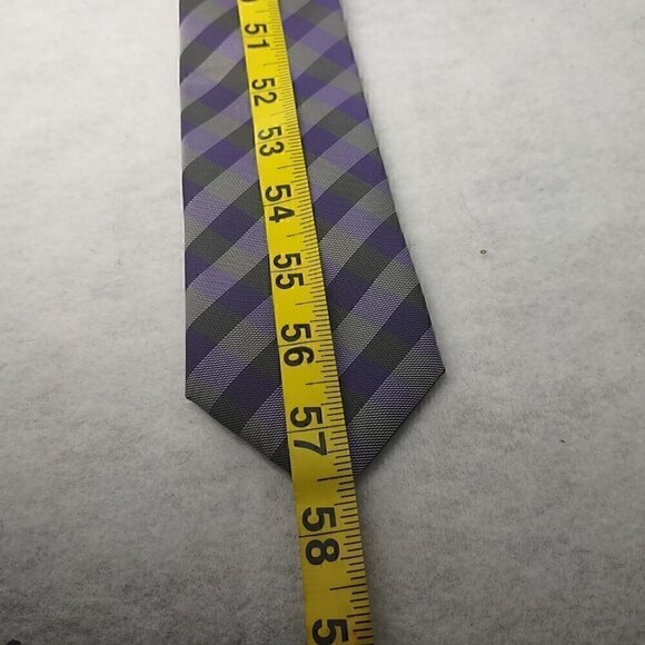 JF J. Ferrar Men's Purple, Gray, Dark Gray Striped 100% Polyester Men’ Neck Tie - Picture 10 of 12